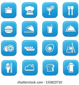 Food and drink icons,Blue version,vector