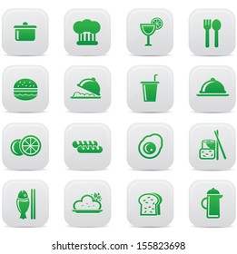 Food and drink icons,Green version,vector