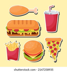 Food And Drink Illustration. Cute Illustration. Food And Drink Icon. Unhealthy Food. Poor And Bad Nutrition. Take Away. Fatty Foods. Trans Fat. Diet Struggle. Delicious Food