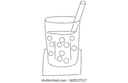 Food: Drink: Illustration of tapioca milk tea