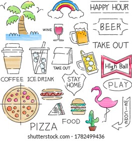 Food and drink illustrations & frame materials.Color