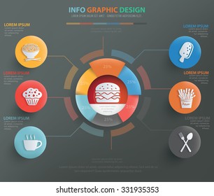 Food and drink info graphic design, clean vector