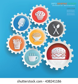 Food and drink info graphic design on blue background,vector