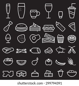 food and drink line craft icons set 