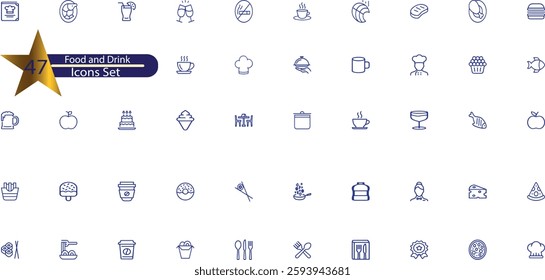 Food and Drink Line Editable Icons set.