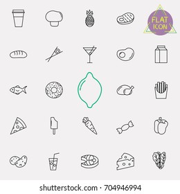 food and drink line icon set