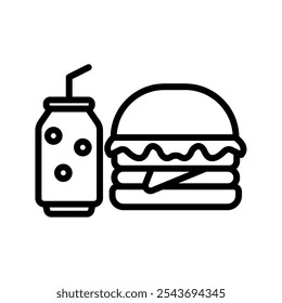 Icono de línea de Comida y bebida, Vector, píxel perfecto, archivo ilustrador