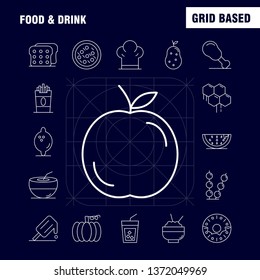 Food And Drink Line Icons Set For Infographics, Mobile UX/UI Kit And Print Design. Include: Bread, Food, Loaf, Ice Cream, Cream, Food, Eat, Icon Set - Vector