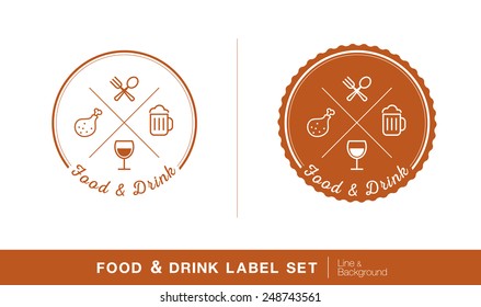 food and drink line logo, label vector