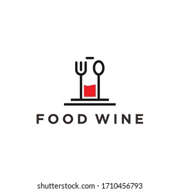 food drink logo with bottle and cutlery vector illustration