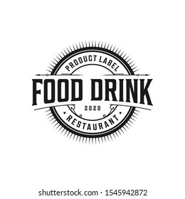 Food drink logo design - vintage style restaurant and cafe bar food drink lusury design label