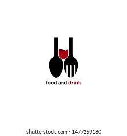 Food And Drink Logo Vector Icon Ilustration, Wine And Dinner Logo Vector Icon Ilustration