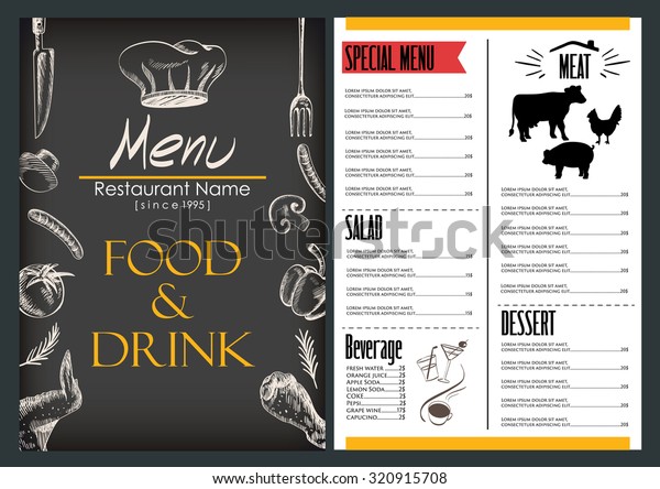 飲食メニューデザインレストランの黒いカバーメニューのデザイン ベクターイラスト のベクター画像素材 ロイヤリティフリー