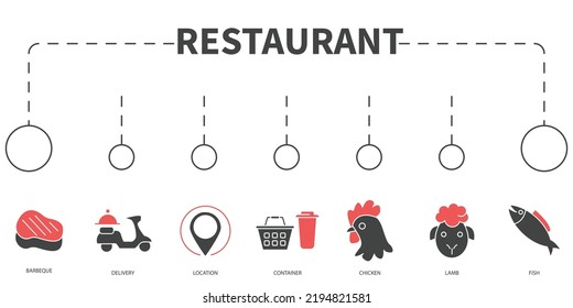 food and drink menu Vector Illustration concept. Banner with icons and keywords . food and drink menu symbol vector elements for infographic web