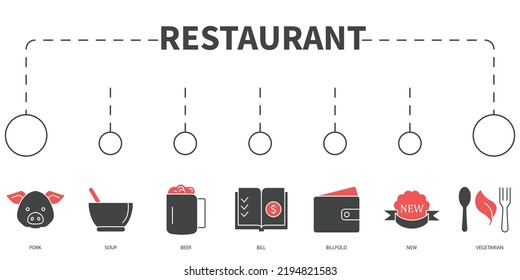 food and drink menu Vector Illustration concept. Banner with icons and keywords . food and drink menu symbol vector elements for infographic web