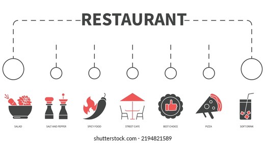 food and drink menu Vector Illustration concept. Banner with icons and keywords . food and drink menu symbol vector elements for infographic web