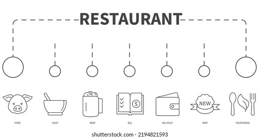 food and drink menu Vector Illustration concept. Banner with icons and keywords . food and drink menu symbol vector elements for infographic web