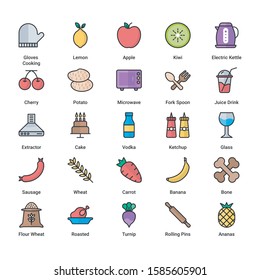 Food & Drink Modern thin Colored Line icons set. Premium quality. 