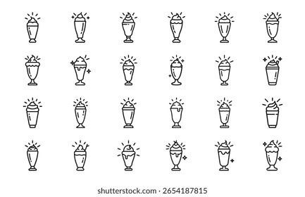 Food and Drink Outline Icons Collection A Comprehensive Set of Culinary Delights and Beverage Symbols