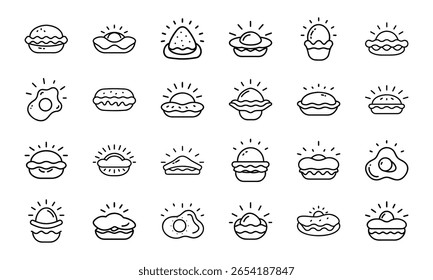 Food and Drink Outline Icons Collection A Comprehensive Set of Culinary Delights and Beverage Symbols