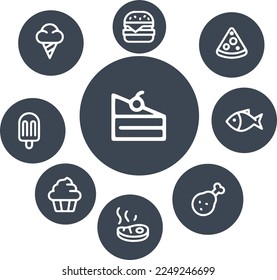 Food and Drink Outline Icons  vector design