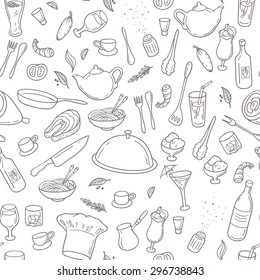 Food Drink Outline Seamless Pattern Hand Stock Vector (Royalty Free)  296738843 | Shutterstock