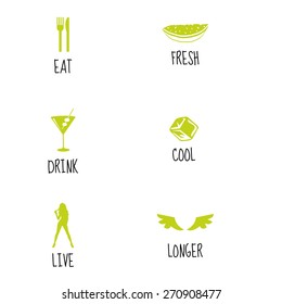 Food and drink party icon set 