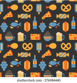 Food and drink pattern, flat style