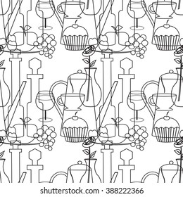 food and drink pattern, vector, illustration