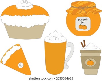 Food drink pumkins vector illustration