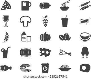 Food Drink related icons are simple. With an outline style. Contains food, drinks, cutlery and others. With the purpose of ui, web, application or software and many others