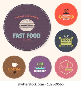 Food and Drink Restaurant Bar Tag, Sticker, Banners, Badges, Labels Vector Design Set