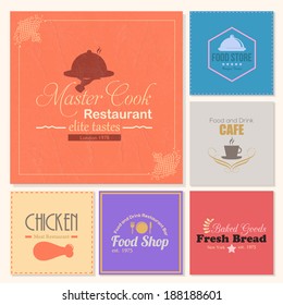 Food and Drink Restaurant Bar Tag, Sticker, Banners, Badges, Labels Vector Design Set