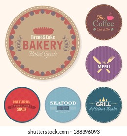 Food and Drink Restaurant Bar Tag, Sticker, Banners, Badges, Labels Vector Design Set
