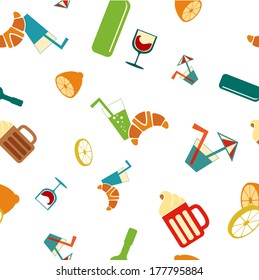 Food and drink seamless pattern