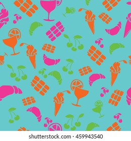 Food and drink seamless pattern