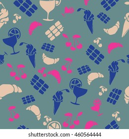 Food and drink seamless pattern
