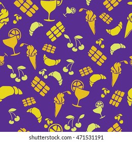 Food and drink seamless pattern