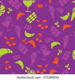 Food and drink seamless pattern