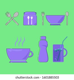 Food and drink set six items