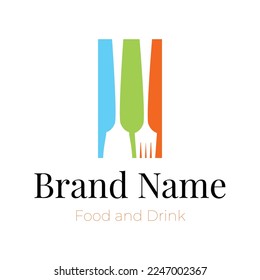 Essen und Trinken - einfaches, flaches Logo-Design, Vektorgrafik-Symbol