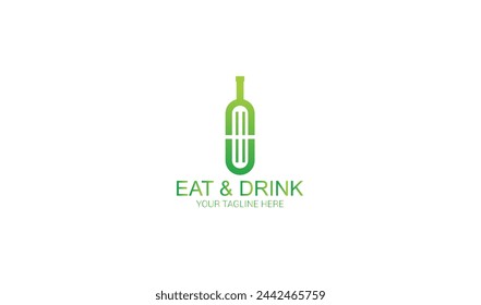 Food and drink simple flat logo design vector