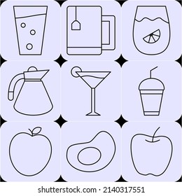 food and Drink. simple icon eat and drink. black