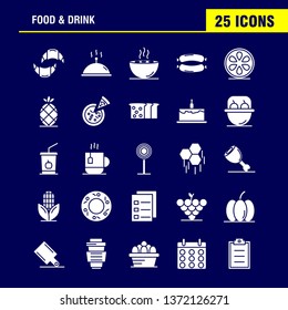 Food And Drink Solid Glyph Icons Set For Infographics, Mobile UX/UI Kit And Print Design. Include: Breakfast, Croissant, Food, Food, Hood, Kitchen, Food, Hot Icon Set - Vector