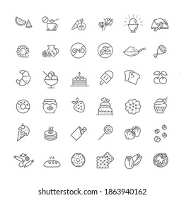 Food and drink thin vector icon set