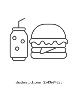 Comida y bebida thinline icono, Vector, píxel perfecto, archivo ilustrador