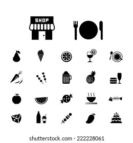 food and drink vector icon set  
