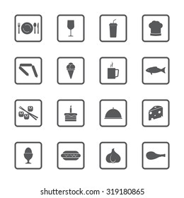 Food and drink vector icons set for web and mobile