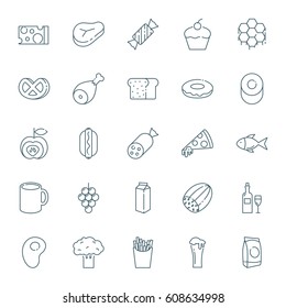 Food and drink vector icons set, outline style