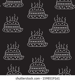 Food and drink vector seamless pattern with fast food - hamburgers. You can use any color of background